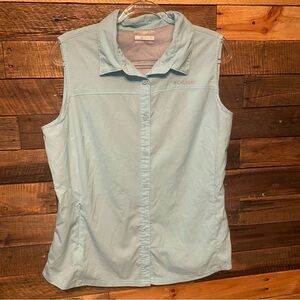 Columbia Teal Blue Omni Shade Sun Protection Sleeveless Burton Up Top